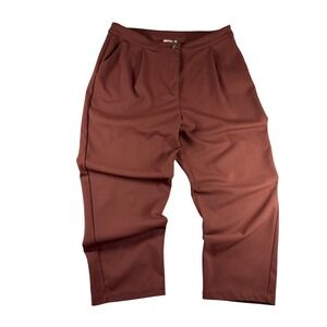 Good Luck Gem Women XL Rust Wide Leg Pleated Tailored Cropped Pants